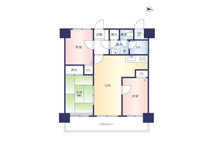 ビブレマンション諏訪野(3LDK/11階)の間取り写真