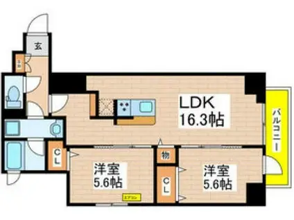 ORES(2LDK/3階)の間取り写真