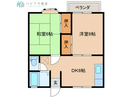 MUUTOS南花岡3(2DK/2階)の間取り写真