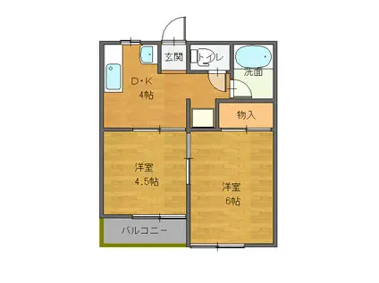 ルーチェ・デル・ソーレ(2DK/1階)の間取り写真