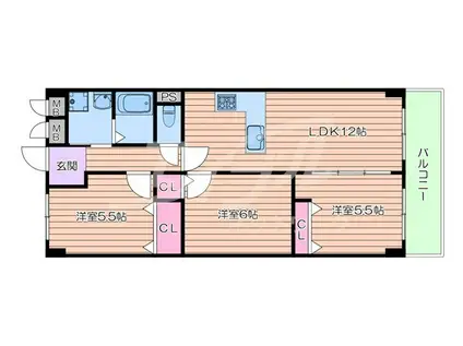 シティコープ岸辺(3LDK/2階)の間取り写真