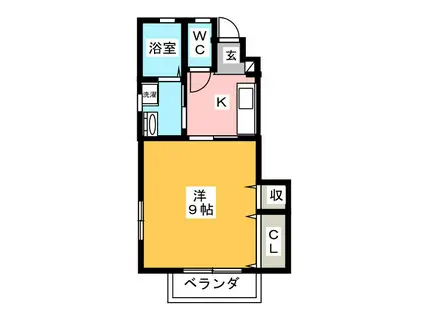 リベロ・F(1K/1階)の間取り写真