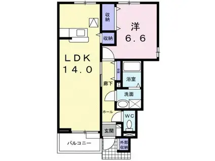 ヴィラ・アミティI(1LDK/1階)の間取り写真