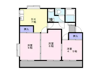 コーポMIZUSAWAII(3DK/3階)の間取り写真