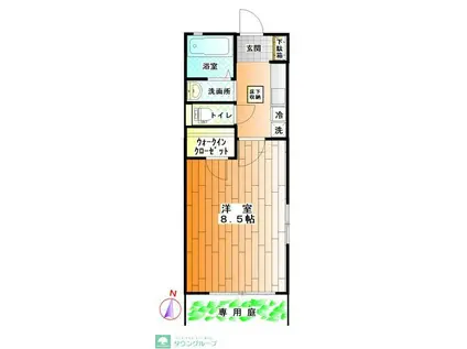 カーサ聖蹟(1K/1階)の間取り写真