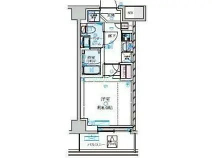 GENOVIA原木中山IISKYGARDEN(1K/2階)の間取り写真