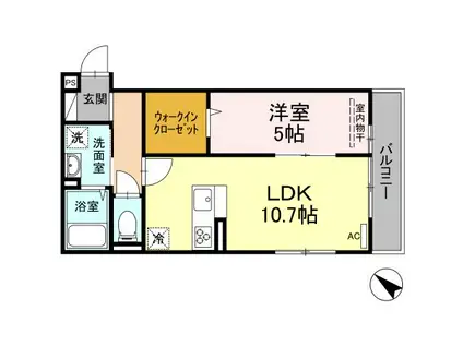 シティパーク南蔵王(1LDK/3階)の間取り写真