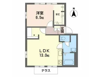 フレグランス水口(1LDK/1階)の間取り写真