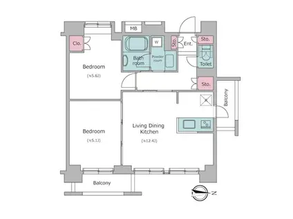 レジディア新宿イーストII(2LDK/8階)の間取り写真