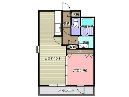 サンシャインヒル壱番館(1LDK/2階)の間取り写真