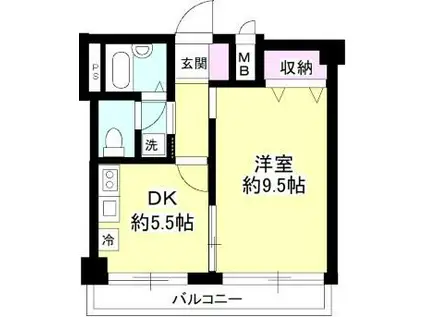 メゾン横浜沢渡 A棟(1DK/2階)の間取り写真