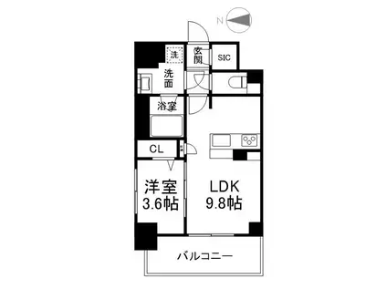 エクラージュ御池(1LDK/4階)の間取り写真