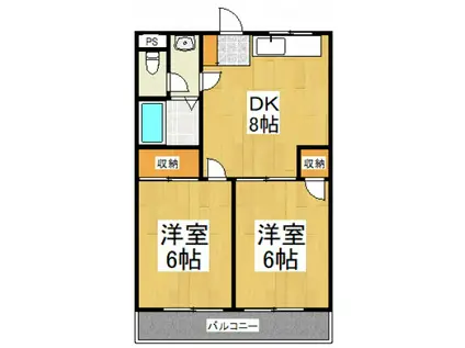 栗原マンション湖畔(2DK/2階)の間取り写真