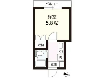 サンヨーハイム(1K/2階)の間取り写真