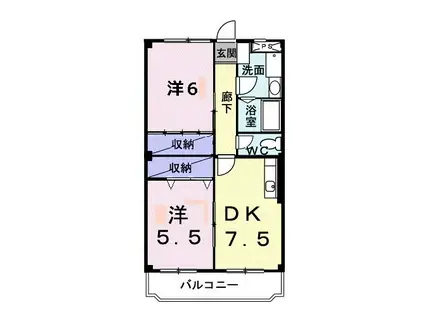 ルレーブ・ロイヤル(2DK/3階)の間取り写真