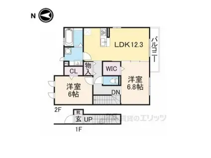 リジエル グラース(2LDK/2階)の間取り写真