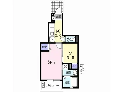 ビエント旭が丘(1SK/1階)の間取り写真