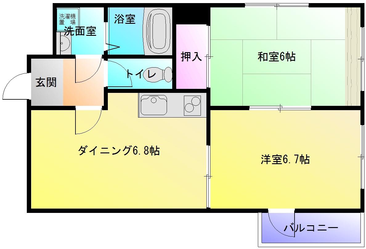 エスポールシバタ(2DK/2階)の間取り写真
