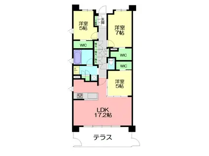 クリオ茅ヶ崎中海岸グランヴィラ(3LDK/1階)の間取り写真
