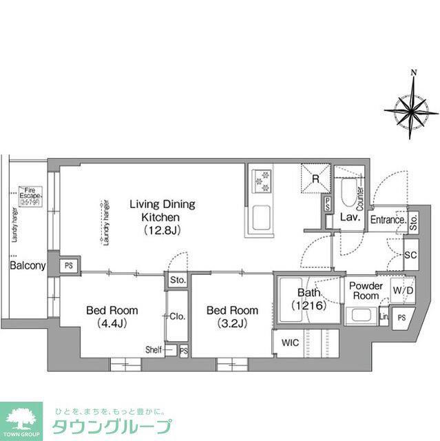 ウエリスアーバン住吉ウエスト(2LDK/1階)の間取り写真