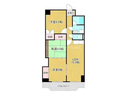 緑橋グリーンハイツ(3LDK/6階)の間取り写真