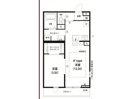 リブリ・ソレイユ(1LDK/1階)の間取り写真