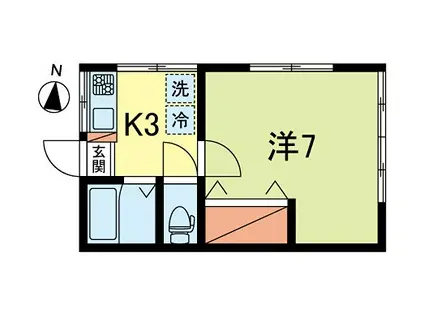 パールハイツ(1K/1階)の間取り写真