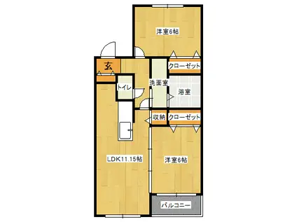エンゼルハイム草木A(2LDK/1階)の間取り写真