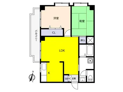 芦屋川アーバンライフ(2LDK/1階)の間取り写真