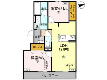 D-RESIDENCE荘園A(2LDK/3階)の間取り写真