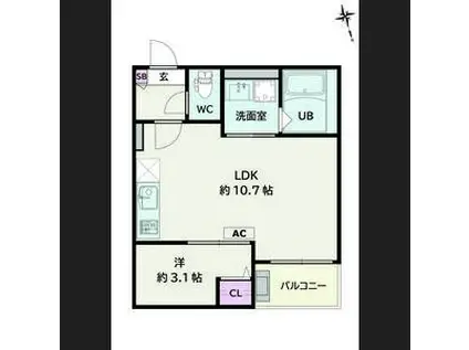 JACK URASATOV(1LDK/1階)の間取り写真