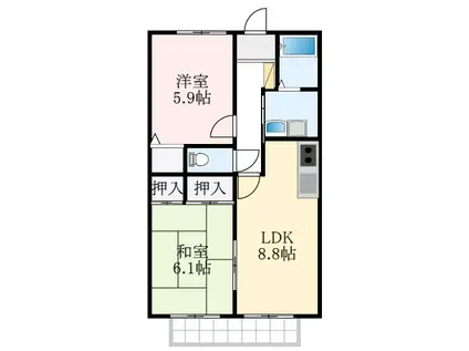 グレイスコート A棟(2LDK/1階)の間取り写真