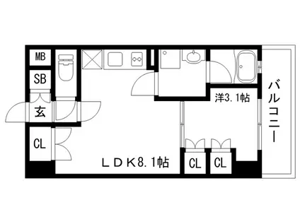 アバンダントハウス(1LDK/4階)の間取り写真