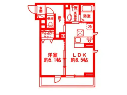 リーベンハイム大曽根台(1LDK/2階)の間取り写真