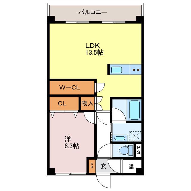フレグランス大日(1LDK/3階)の間取り写真