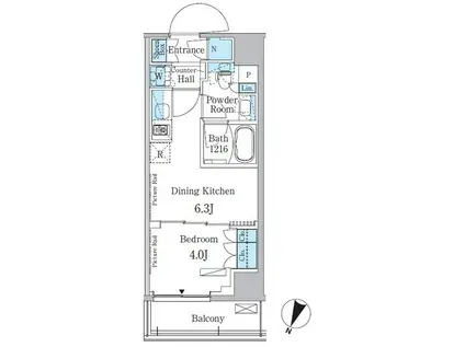 パークアクシス大塚サウスレジデンス(1DK/9階)の間取り写真