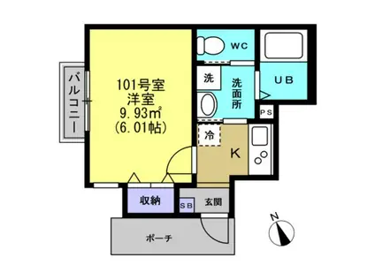 グランドール荒巻(1K/1階)の間取り写真