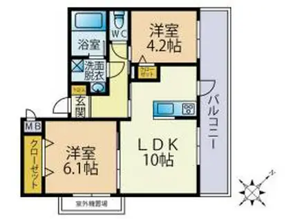MITTE(2LDK/2階)の間取り写真