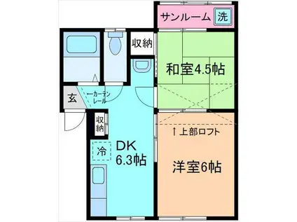 シェリール(2DK/2階)の間取り写真