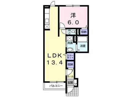 ベイサイトII(1LDK/1階)の間取り写真