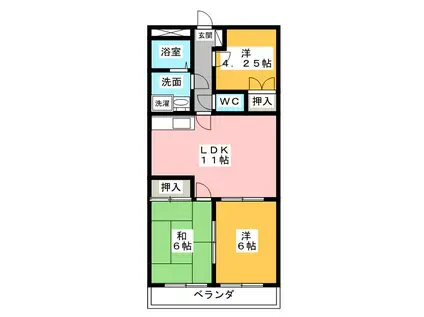 ドミール上野(3LDK/3階)の間取り写真