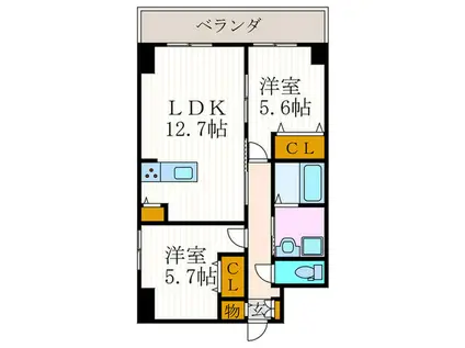 グランレブリー桂川グレイスレジデンス(2LDK/5階)の間取り写真