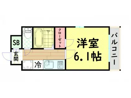 ドエル南堀江1番館(1K/4階)の間取り写真