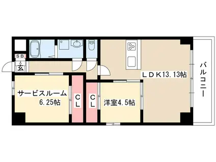 GRAN DUKE鶴舞公園(1SLDK/6階)の間取り写真