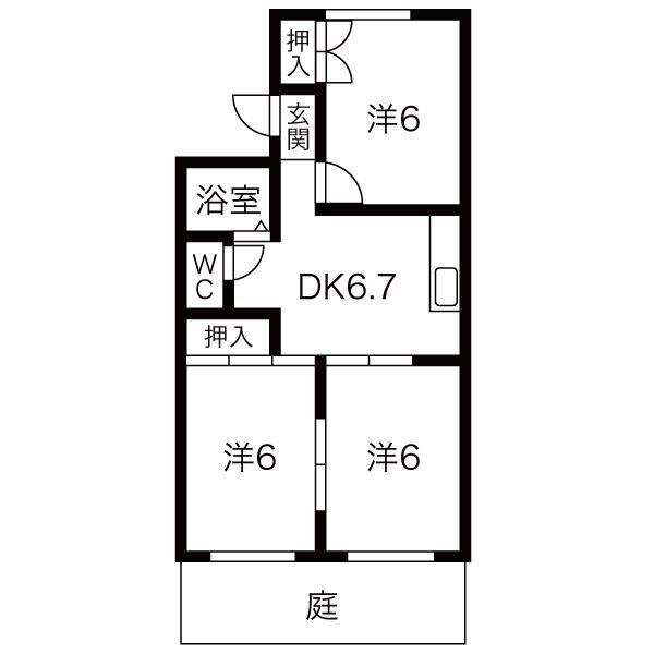 メゾンM1(3DK/1階)の間取り写真