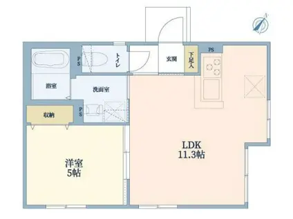 阿佐谷北レジデンス(1LDK/1階)の間取り写真