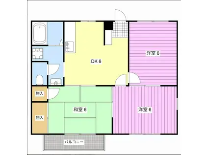 メゾンII(3DK/1階)の間取り写真