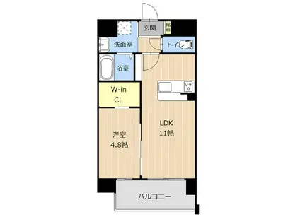 クイーンズ京町(1LDK/10階)の間取り写真