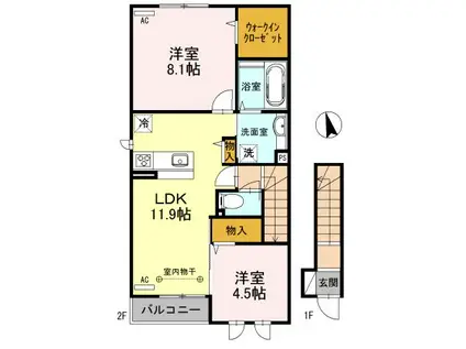 クローネ(2LDK/2階)の間取り写真