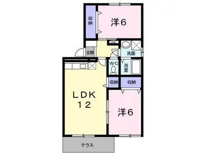 クレストール飯塚B(2LDK/1階)の間取り写真